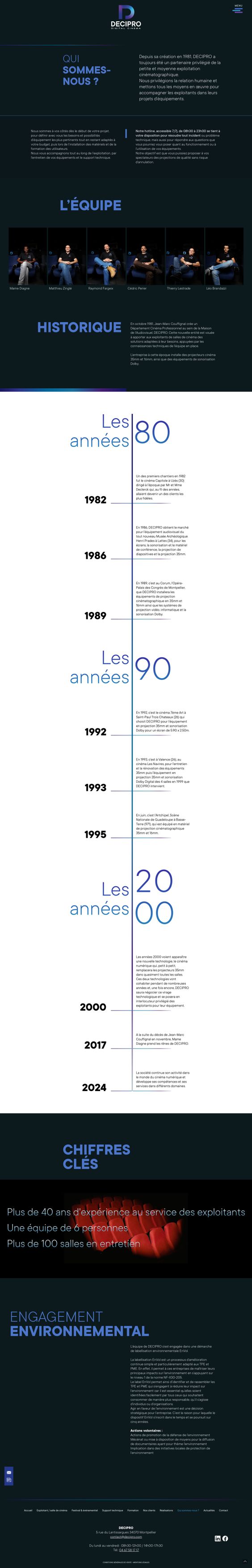 Aperçu de la page Qui sommes-nous du site internet de Decipro