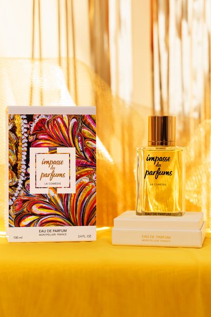 Création du packaging du parfum La Comédie pour la marque Impasse des parfums