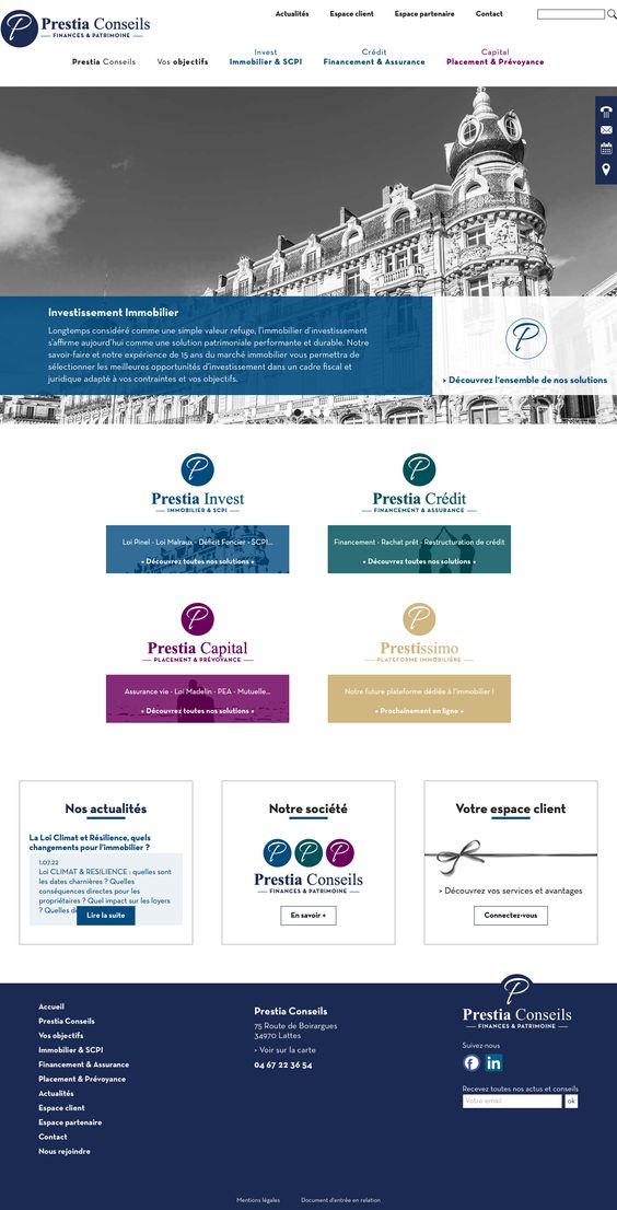 Création du site internet de Prestia Conseils à Montpellier